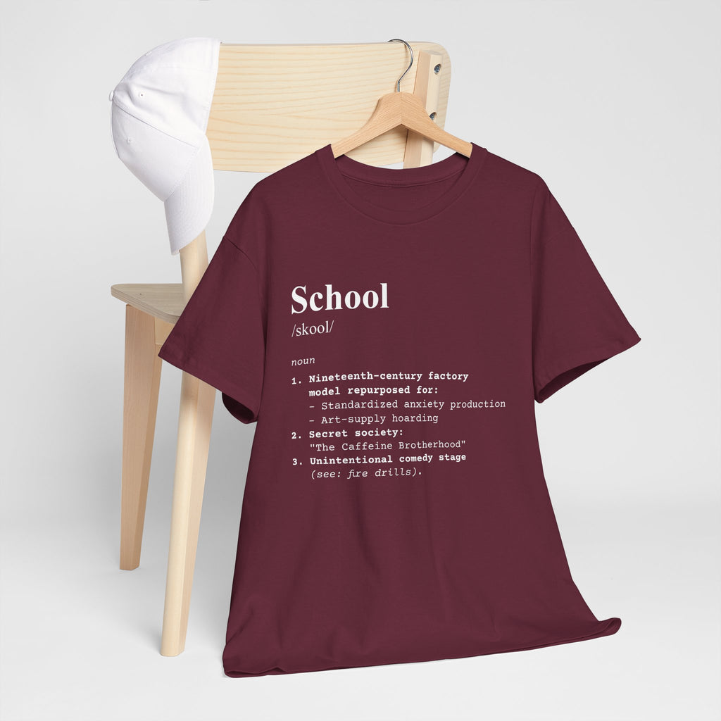 School Definition Unisex Tee Perfect for Students Teachers Casual Wear Back to School Birthday Gifts Graduation
