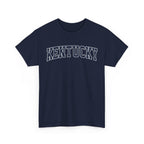 Navy blue t-shirt with 'Kentucky' printed on a white background