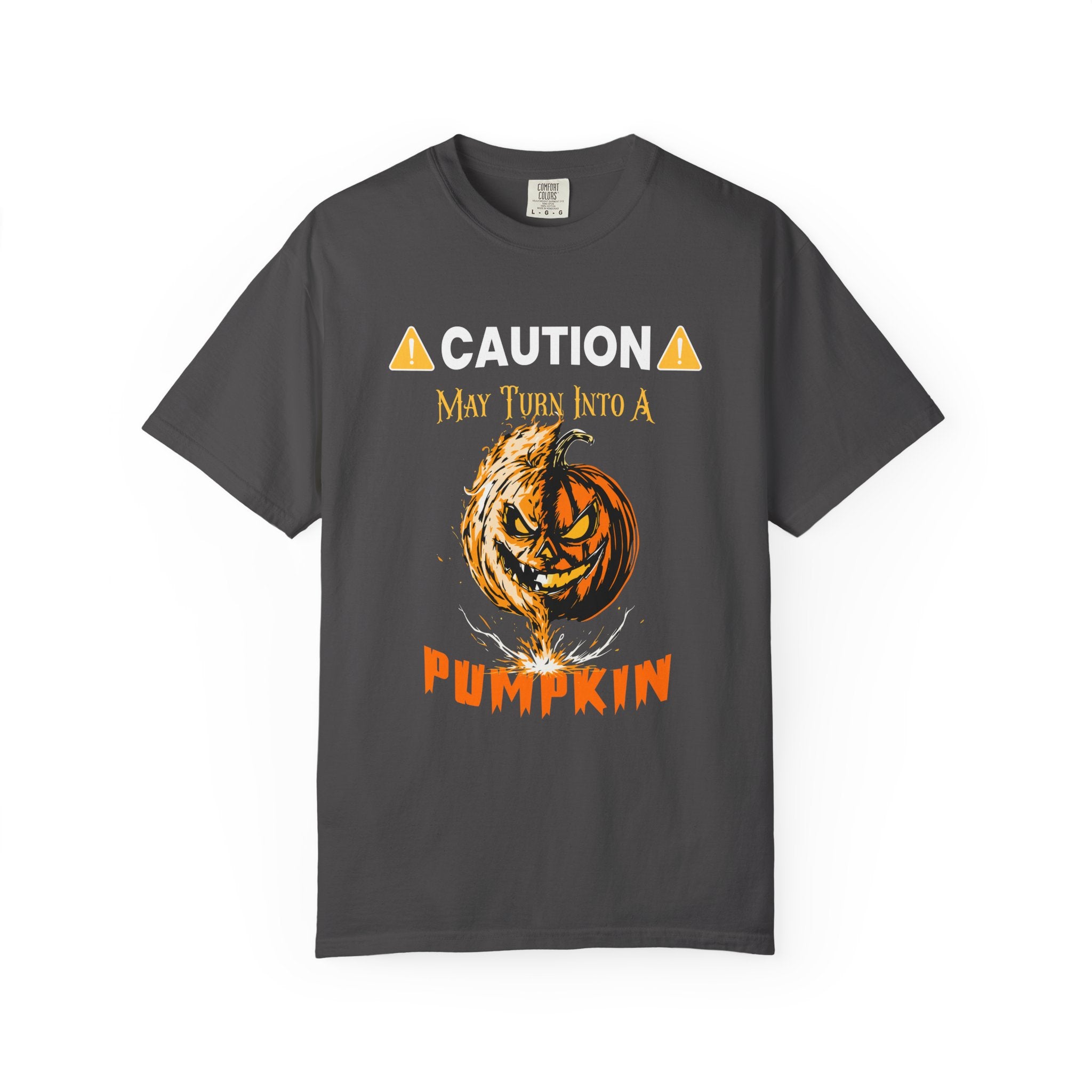 ⚠️ Caution: May Turn Into a Pumpkin T-Shirt - Graphite / S - T-Shirt