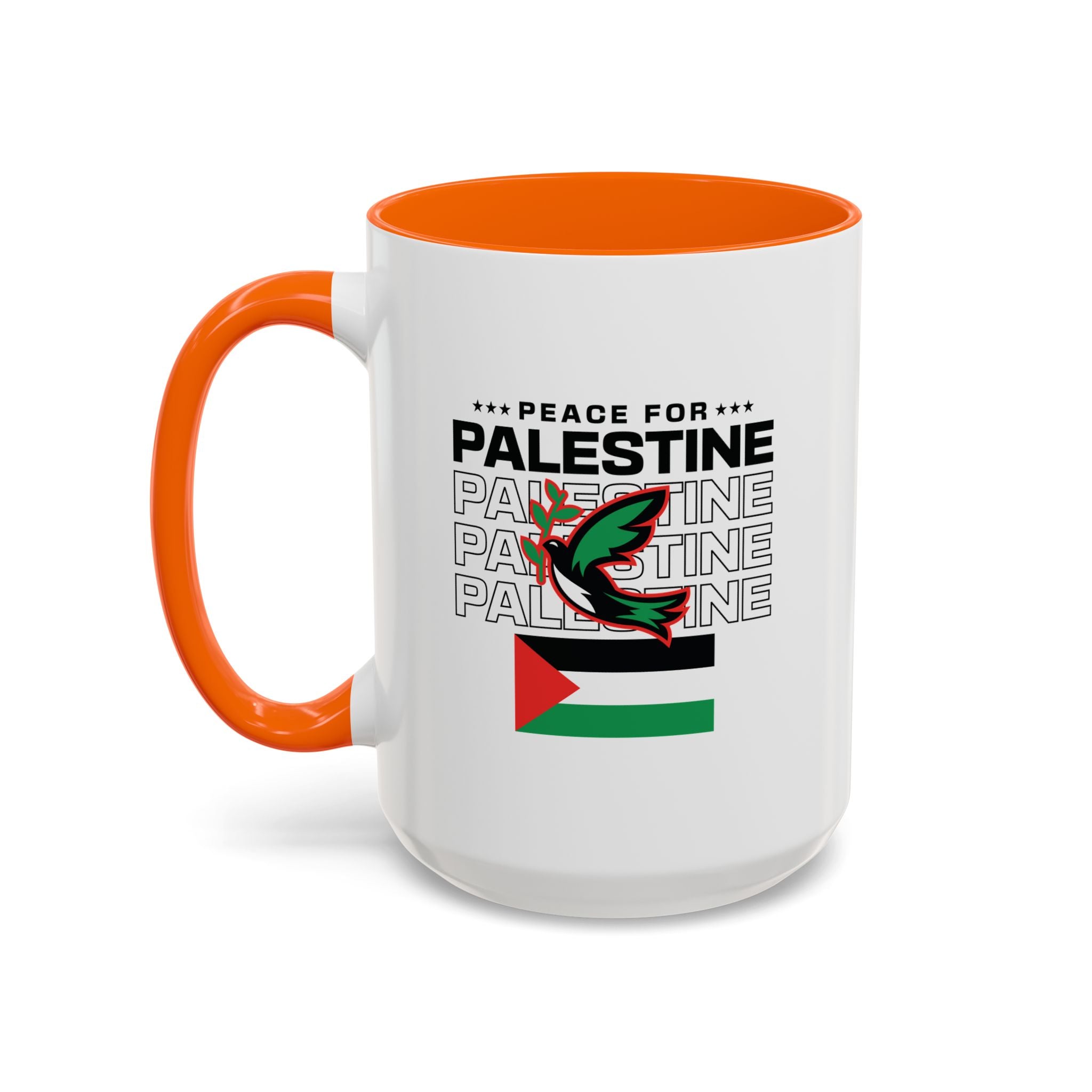 Peace for Palestine Accent Coffee Mug - 15oz / Orange