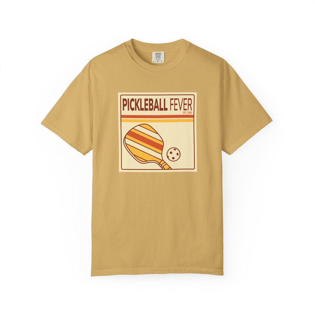 Pickleball Fever T-Shirt - Retro Graphic Unisex Tee for Players & Fans - Mustard / S