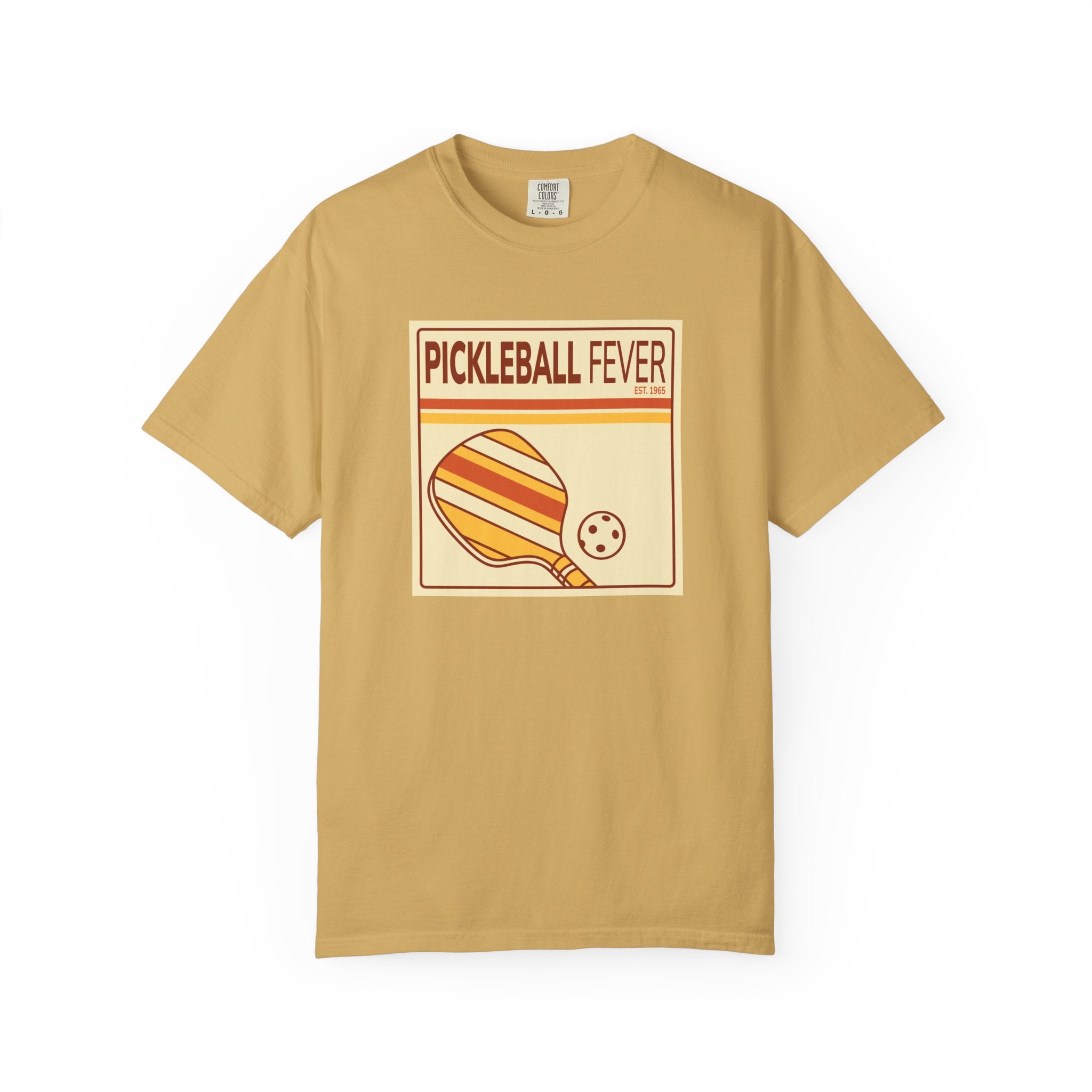 Pickleball Fever T-Shirt - Retro Graphic Unisex Tee for Players & Fans - Mustard / S