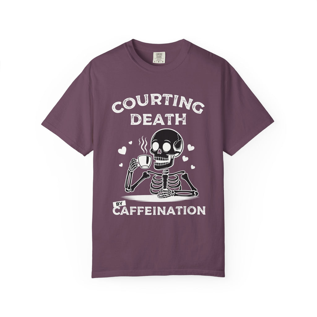 Coffee Skeleton Shirt | Humorous Caffeine Addict Tee - Berry / S - T-Shirt