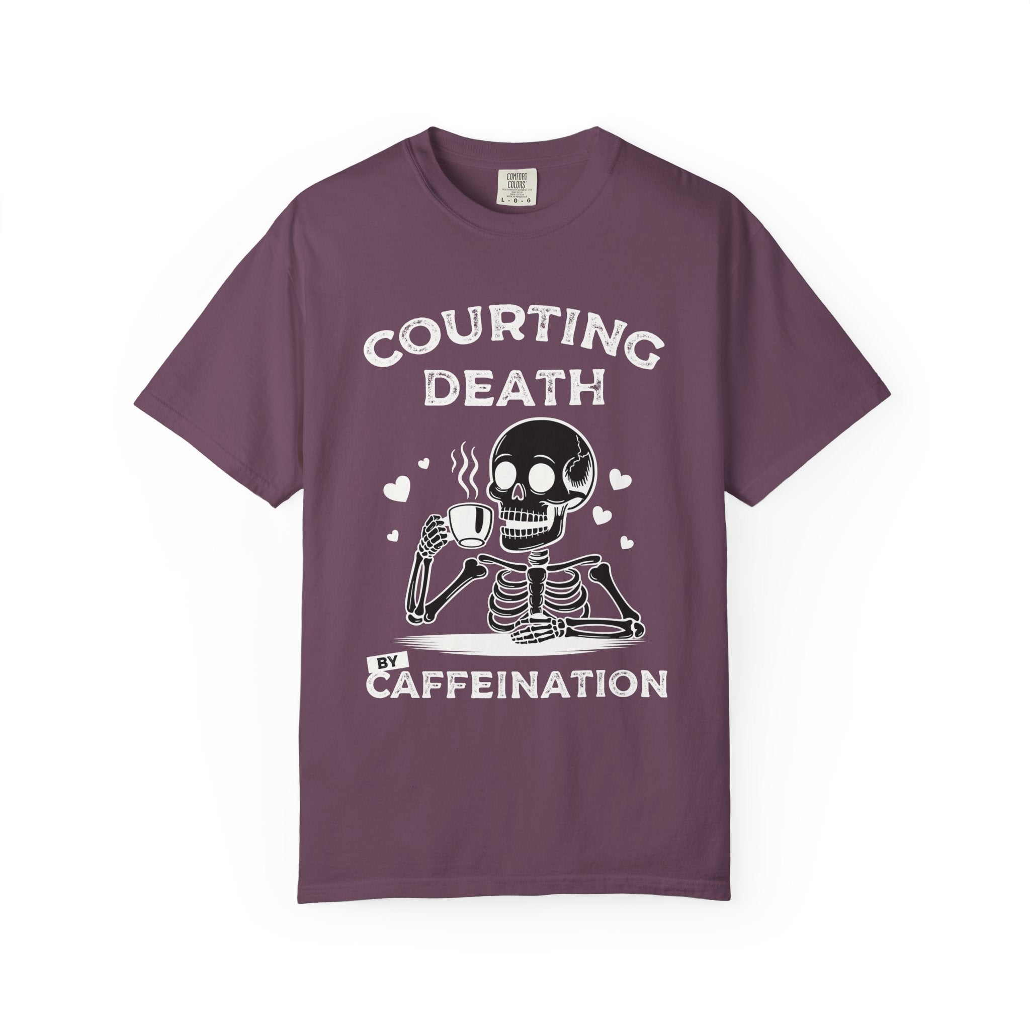 Coffee Skeleton Shirt | Humorous Caffeine Addict Tee - Berry / S - T-Shirt