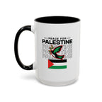 Peace for Palestine Accent Coffee Mug - 15oz / Black