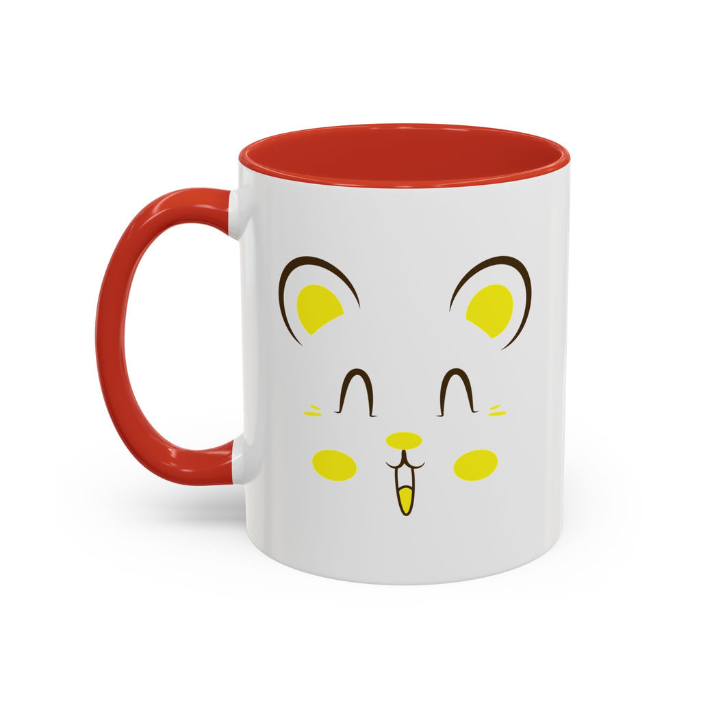 Cute Hamster Face Accent Coffee Mug - 11oz / Red