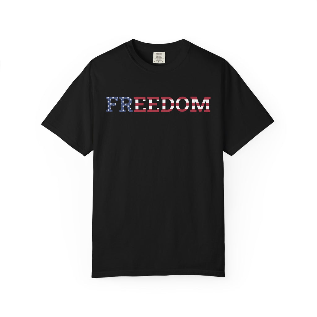 Freedom Flag Typography T-Shirt - Black / S