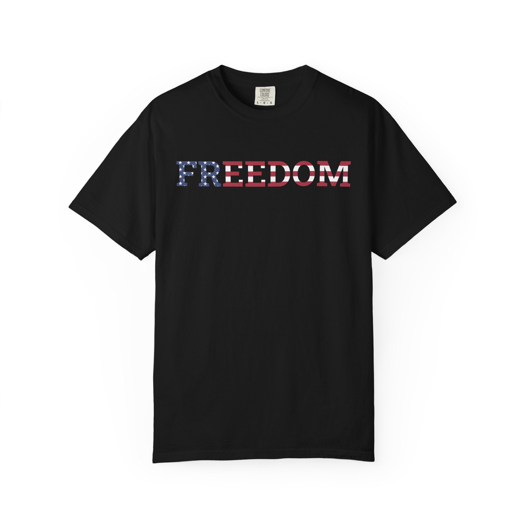 Freedom Flag Typography T-Shirt - Black / S