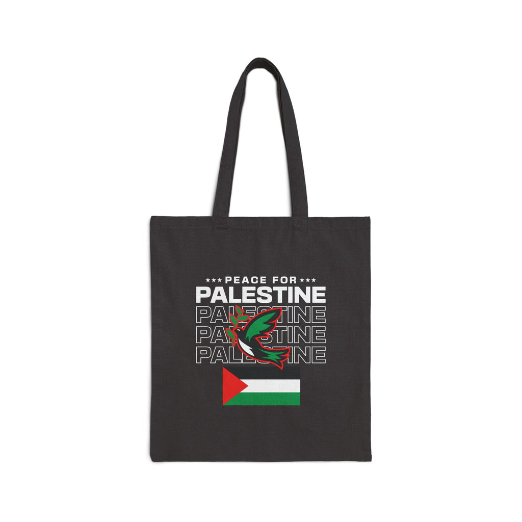 Peace for Palestine Cotton Canvas Tote Bag - Black / 15’’ x 16’’ - Bags