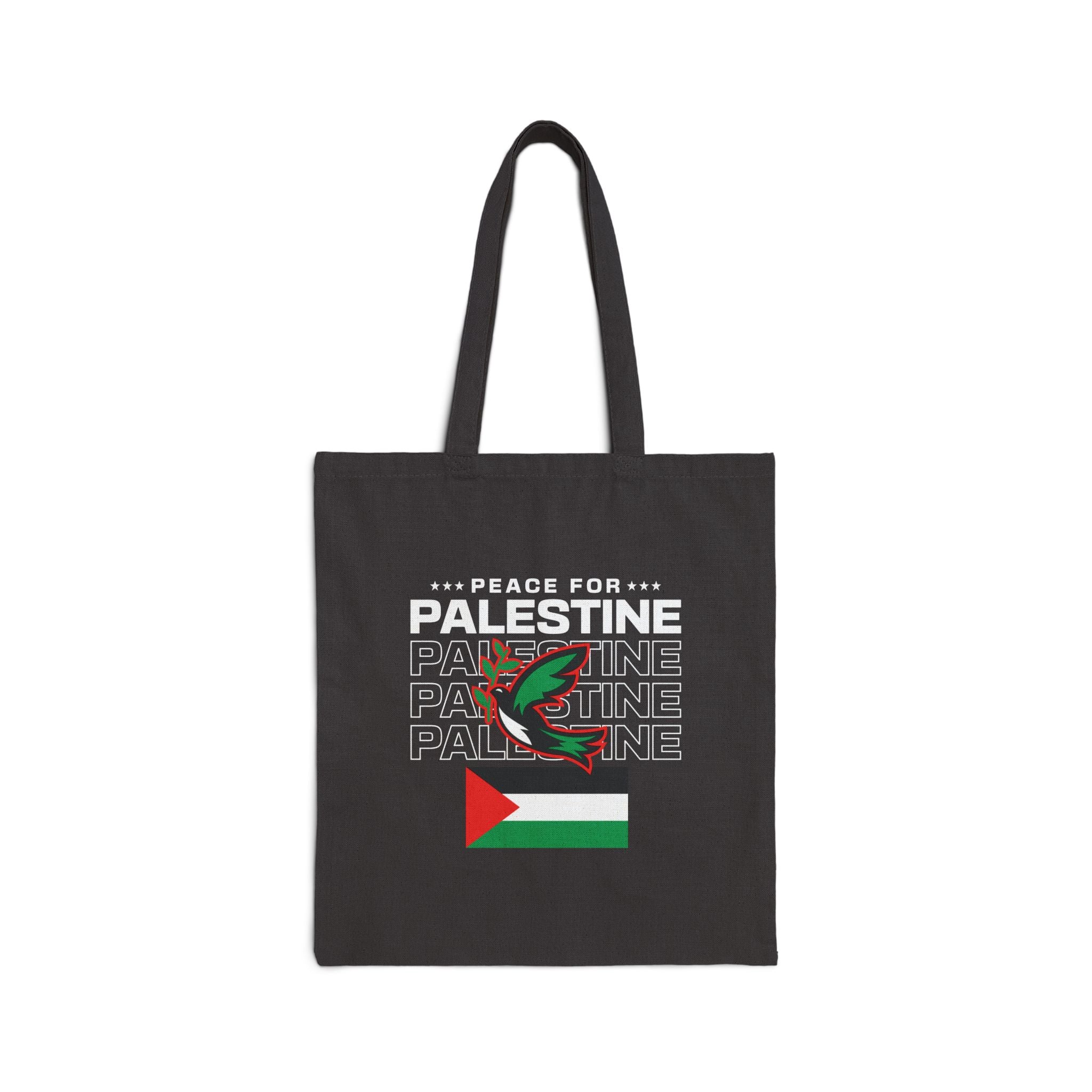 Peace for Palestine Cotton Canvas Tote Bag - Black / 15’’ x 16’’ - Bags