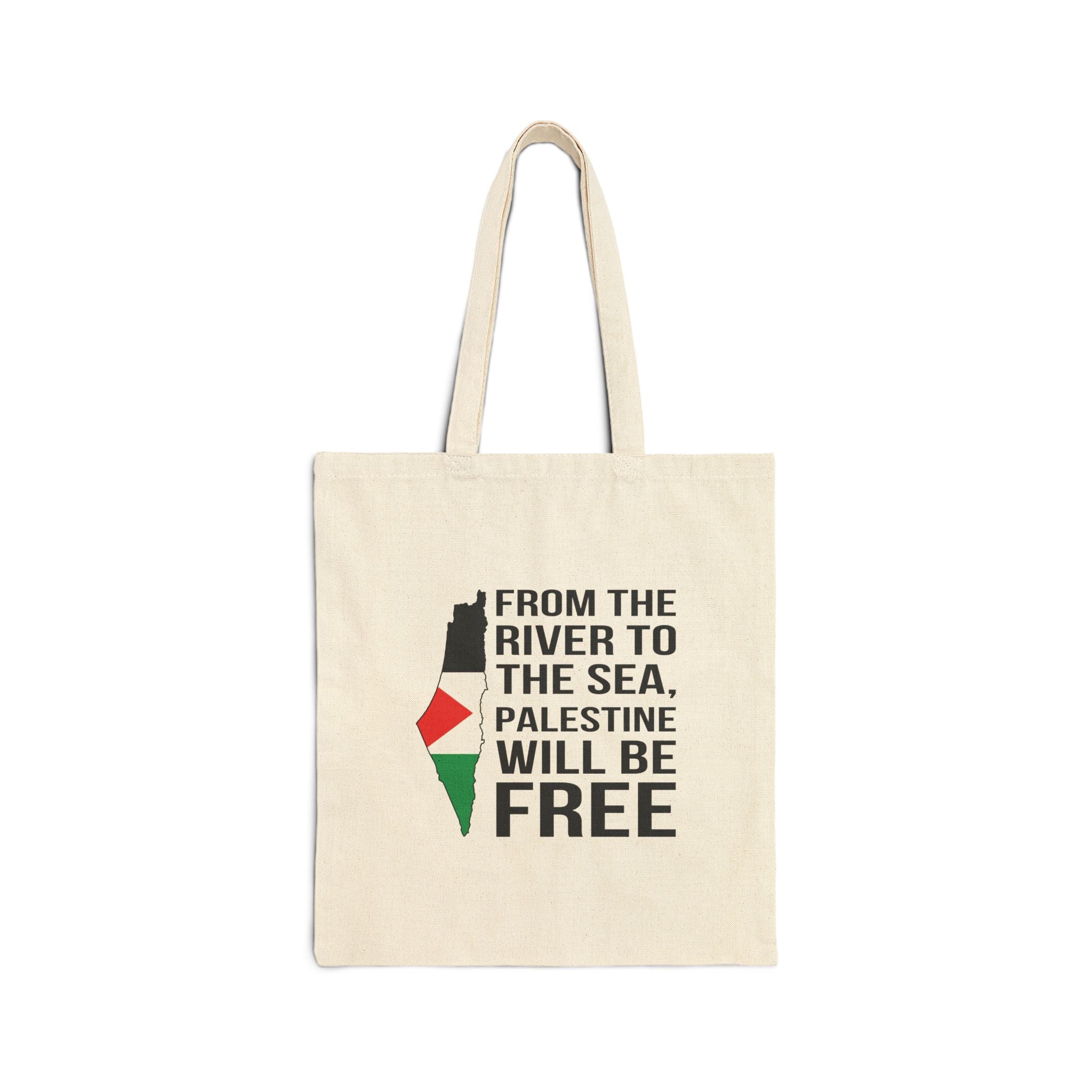 Palestine Freedom Cotton Canvas Tote Bag - Natural / 15’’ x 16’’ - Bags