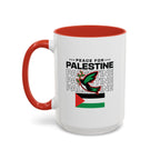 Peace for Palestine Accent Coffee Mug - 15oz / Red