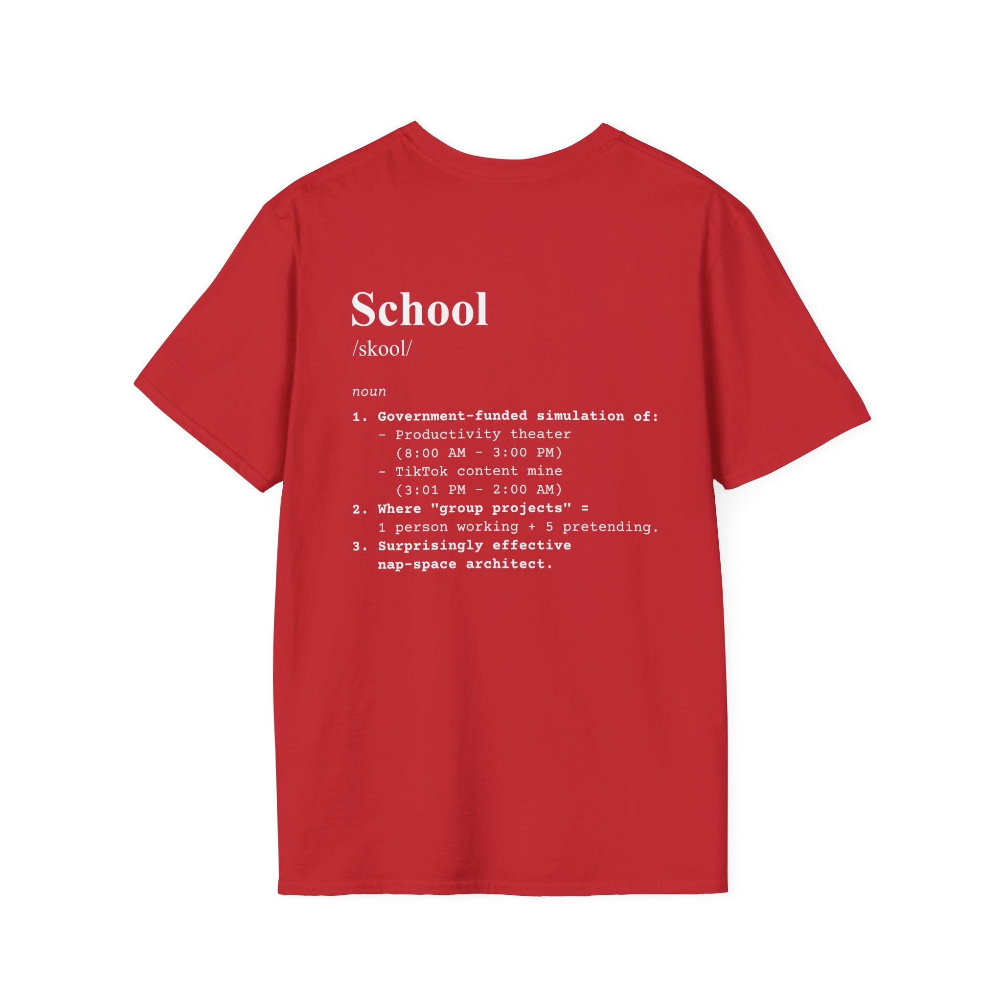School Definition T-Shirt (V1 - Back Print) - Red / S - T-Shirt