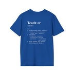 Teacher Definition T-Shirt (V4 - Back Print) - Royal / S - T-Shirt