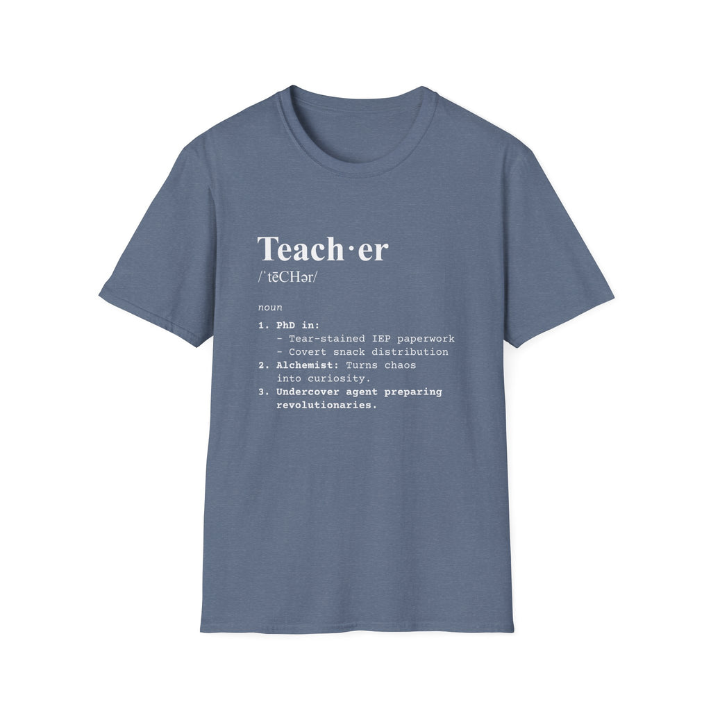 Teacher Definition T-Shirt (V5) - Heather Indigo / S - T-Shirt