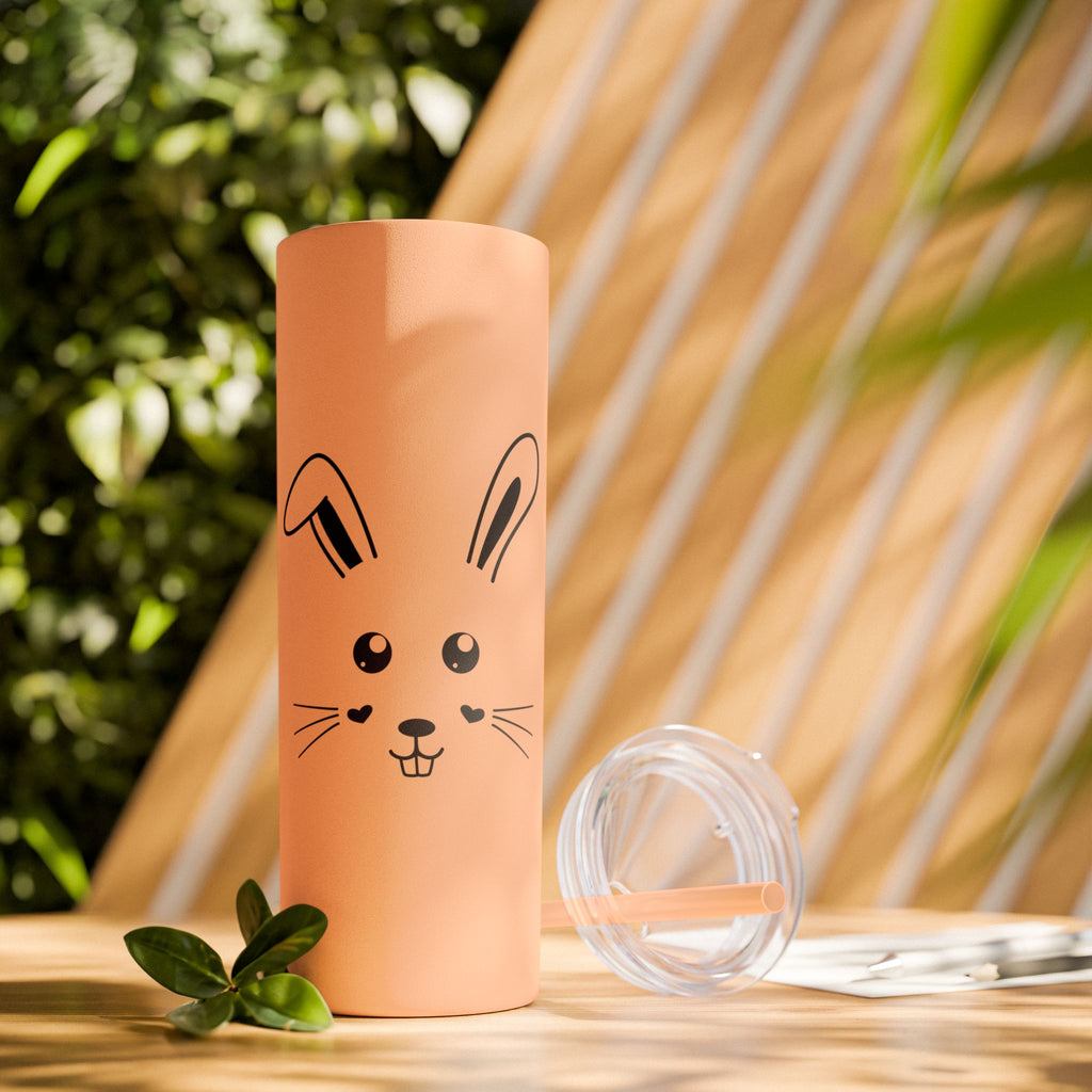 Cute Bunny Skinny Tumbler 20oz with Straw - Matte / Blush / 20oz - Mug