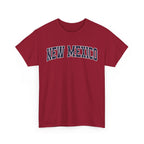 Red t-shirt with 'NEW MEXICO' text on a white background