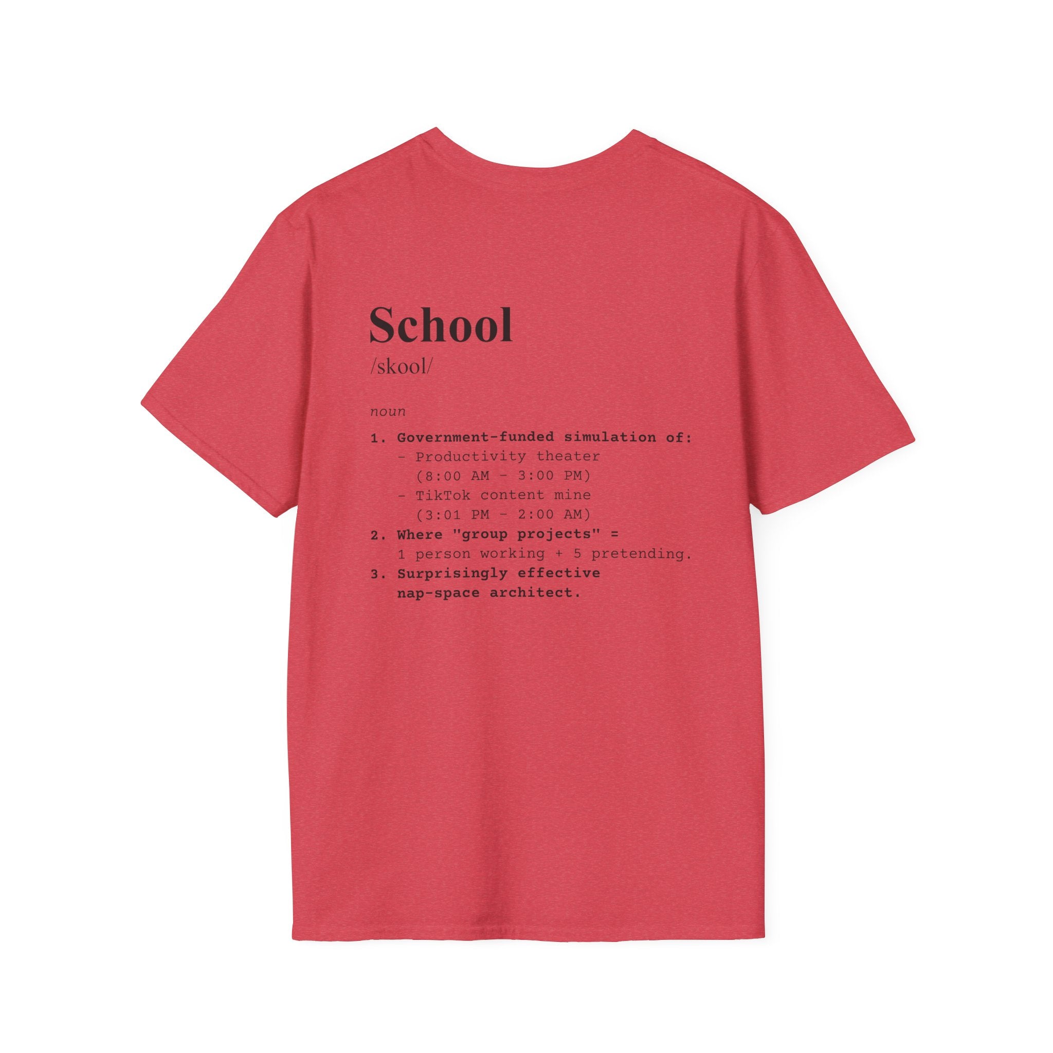 School Definition T-Shirt (V1 - Back Print) - Heather Red / S - T-Shirt