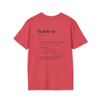 Teacher Definition T-Shirt (V4 - Back Print) - Heather Red / S - T-Shirt