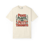 ’Peace Plants & Petty Thoughts’ T-Shirt | Funny Plant Graphic Quote Tee - Ivory / S