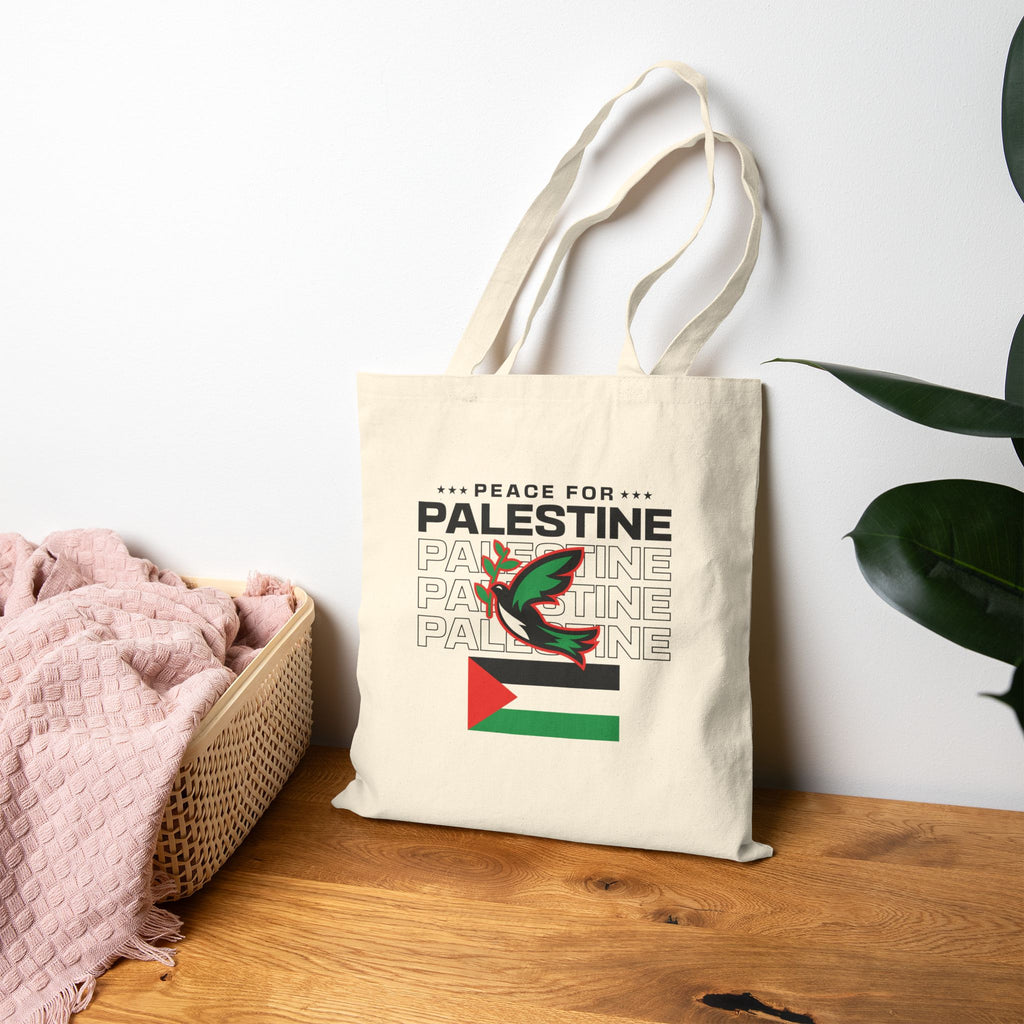 Peace for Palestine Cotton Canvas Tote Bag - Bags