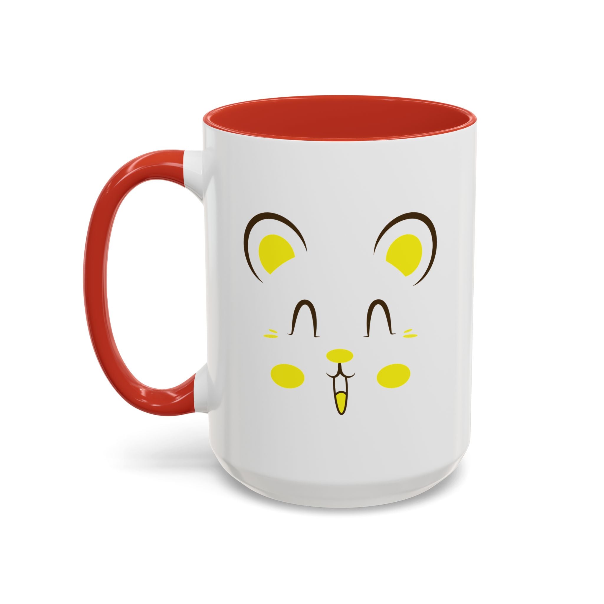 Cute Hamster Face Accent Coffee Mug - 15oz / Red