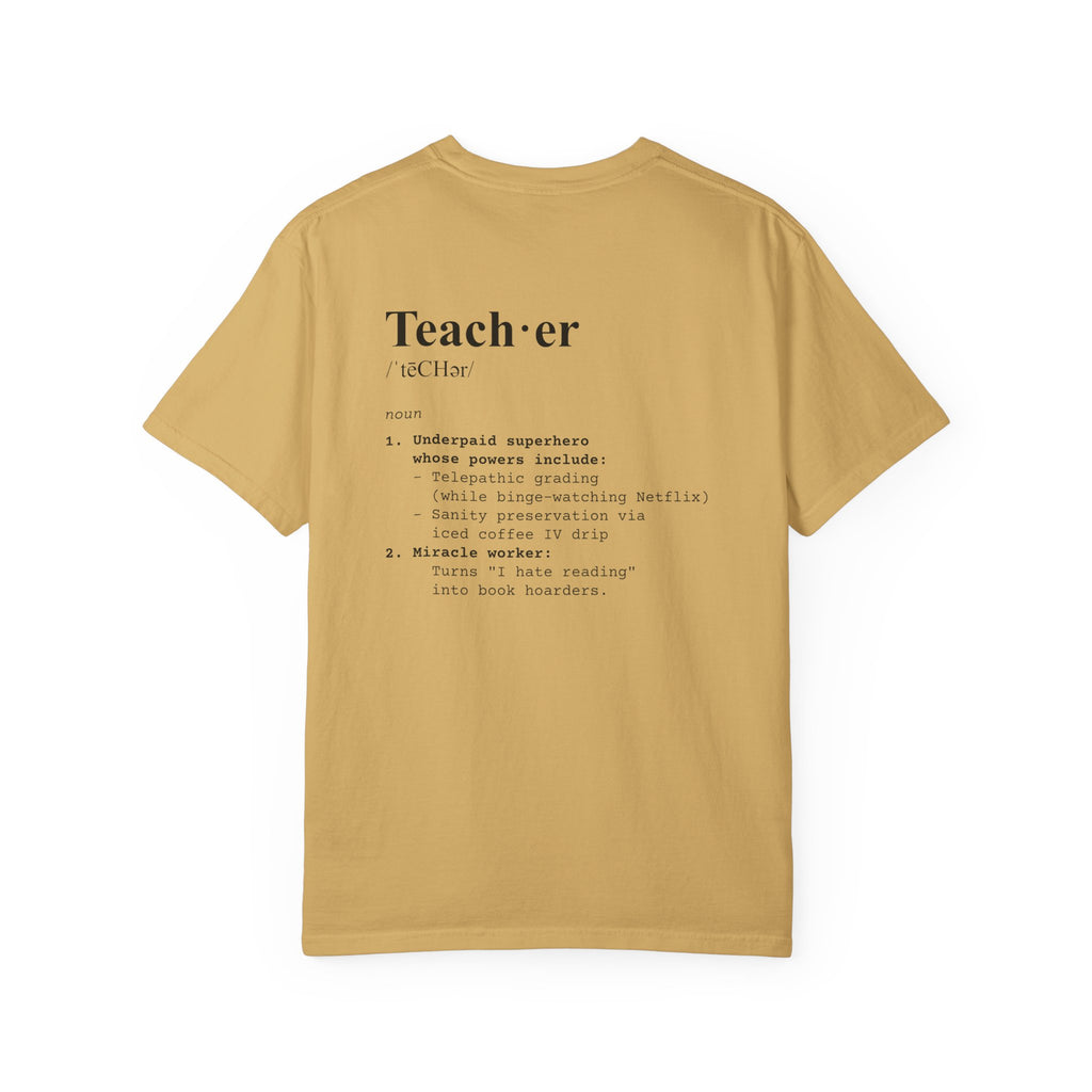 Teacher Definition T-Shirt (V1 - Back Print) - Mustard / S - T-Shirt