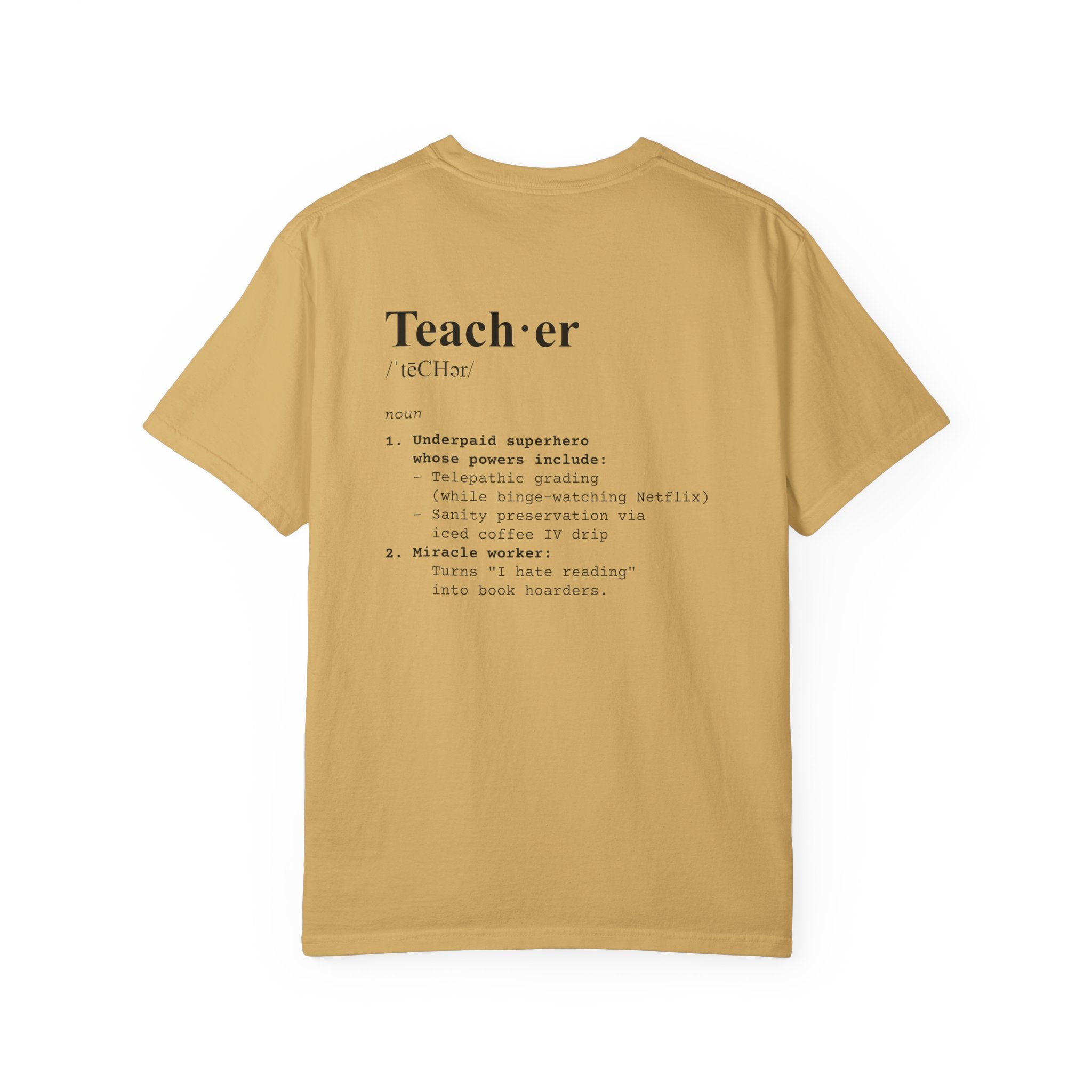 Teacher Definition T-Shirt (V1 - Back Print) - Mustard / S - T-Shirt