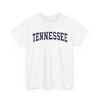 White t-shirt with 'TENNESSEE' printed on it against a white background