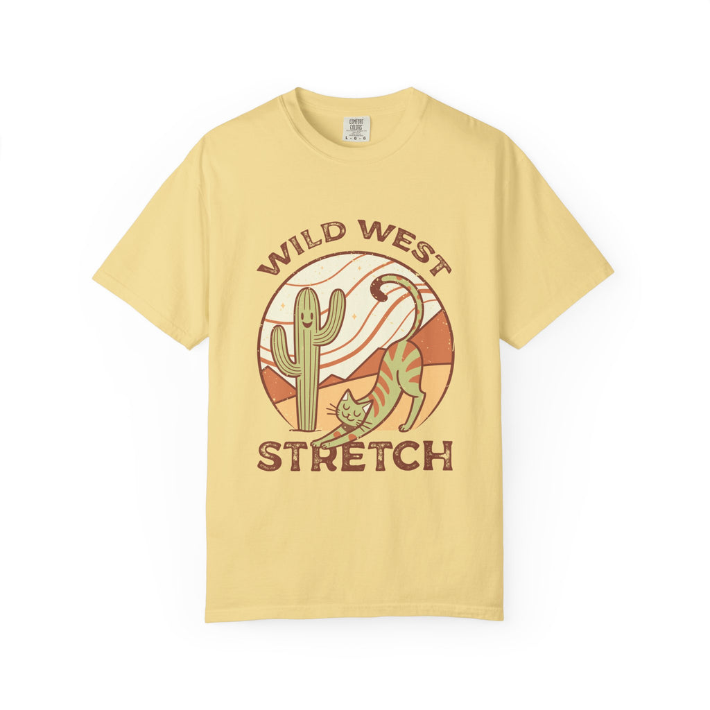 Cat Cowboy Yoga T-Shirt | Wild West Adventure Graphic Tee - Butter / S