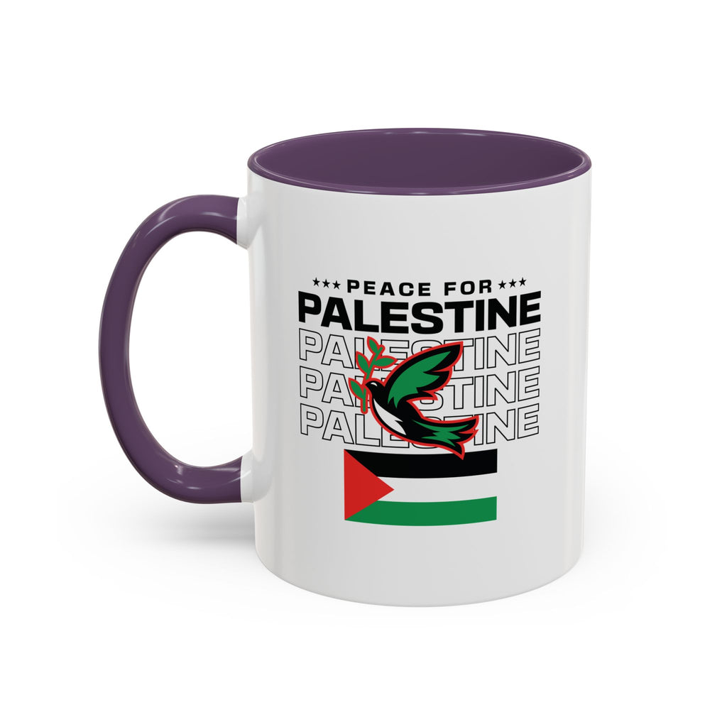 Peace for Palestine Accent Coffee Mug - 11oz / Purple