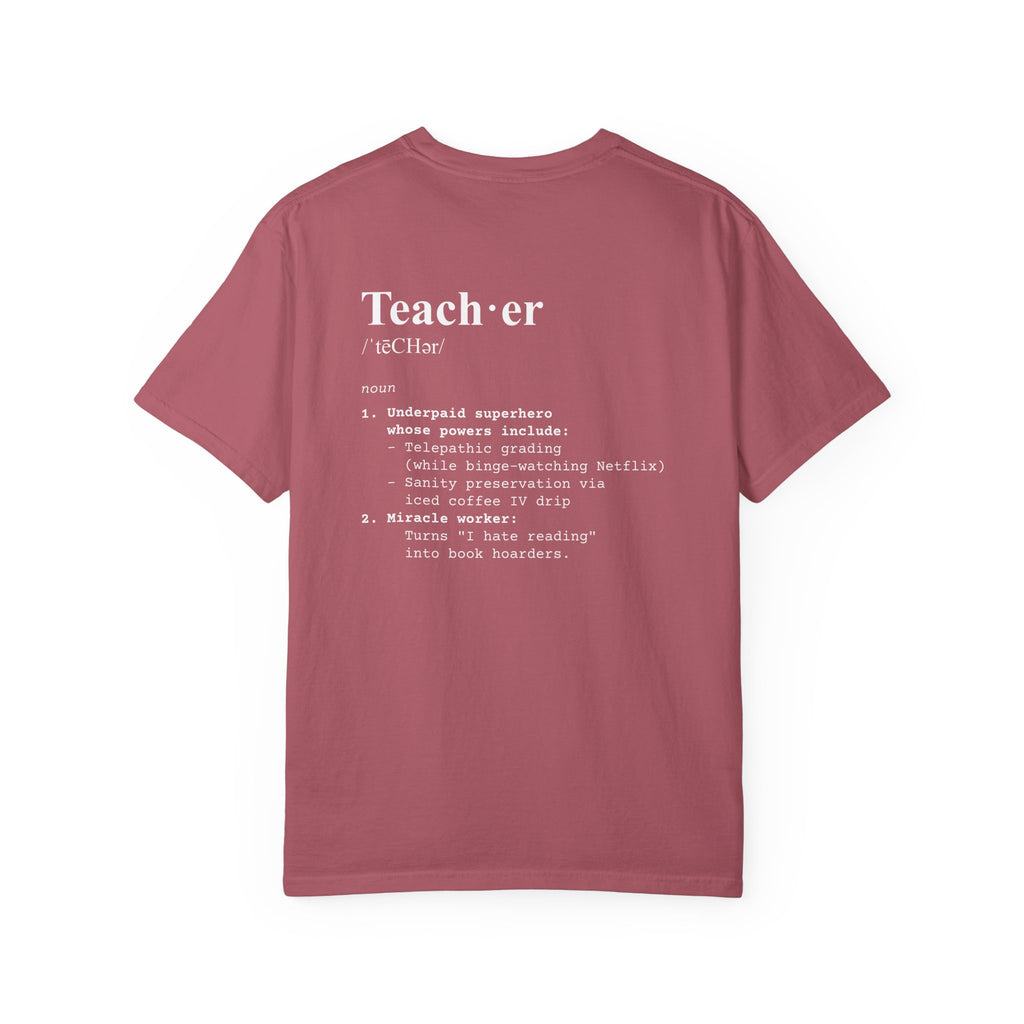 Teacher Definition T-Shirt (V1 - Back Print) - Crimson / S - T-Shirt