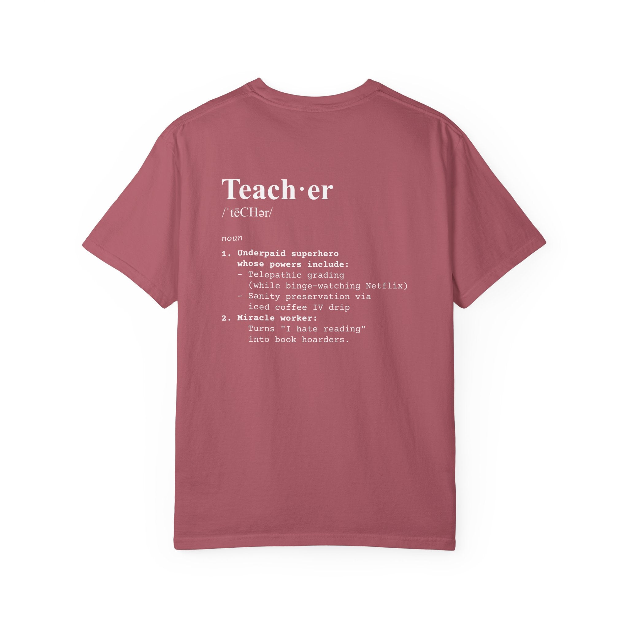 Teacher Definition T-Shirt (V1 - Back Print) - Crimson / S - T-Shirt
