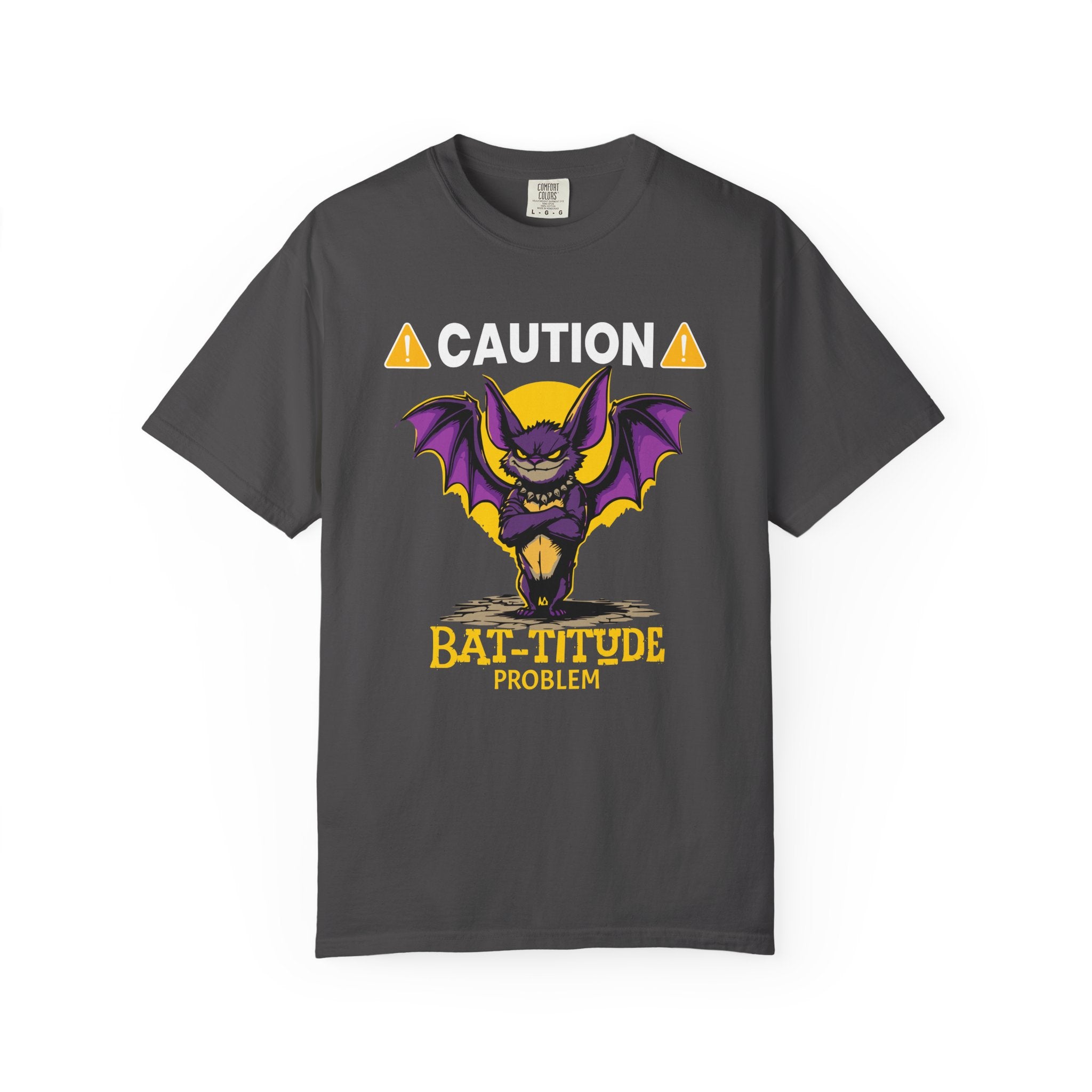 Caution: Bat-titude Problem Halloween T-Shirt - Graphite / S - T-Shirt