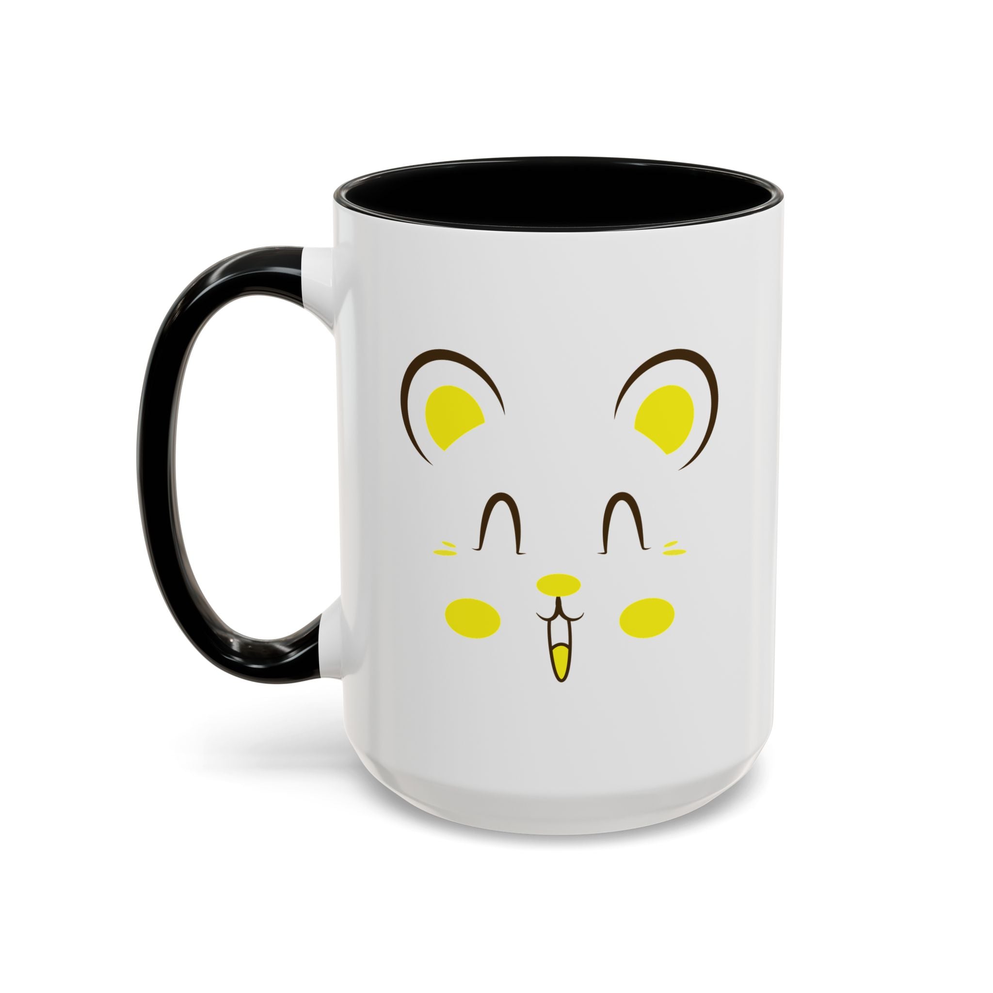 Cute Hamster Face Accent Coffee Mug - 15oz / Black