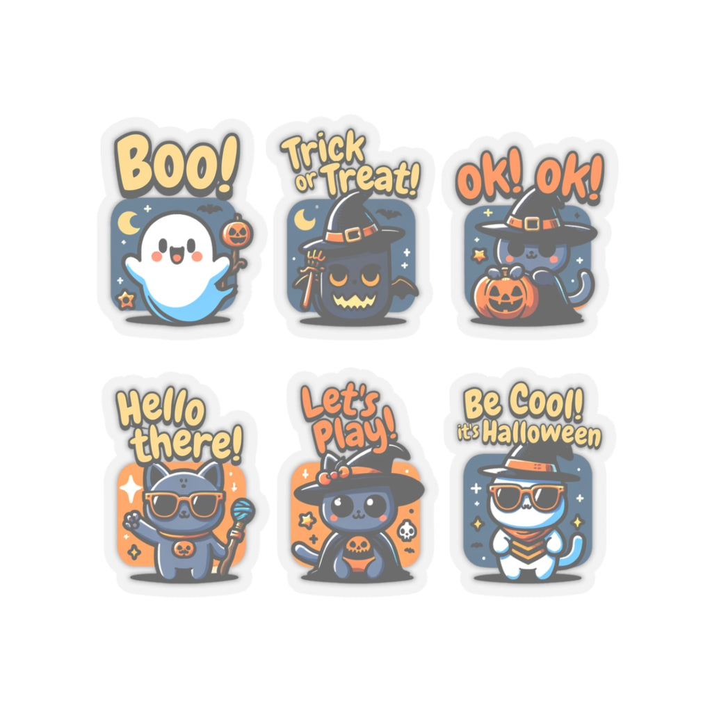 Cute Halloween Cat Stickers - Kiss-Cut Vinyl Decals for Laptops Water Bottles & Journals (Waterproof Glossy) - 3’’ ×