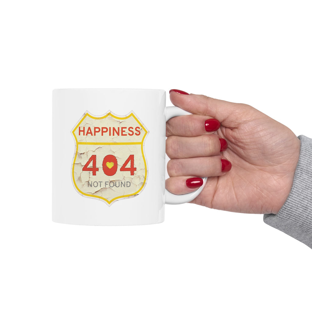 Vintage ’Happiness 404 Not Found’ Ceramic Mug 11oz & 15oz