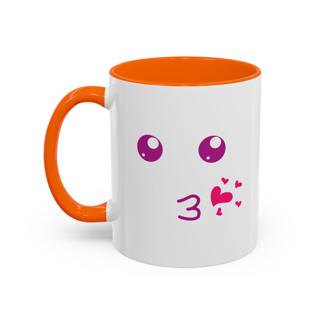 Cute Kiss Smiley Face Mug | XOXO Coffee Cup - 11oz / Orange