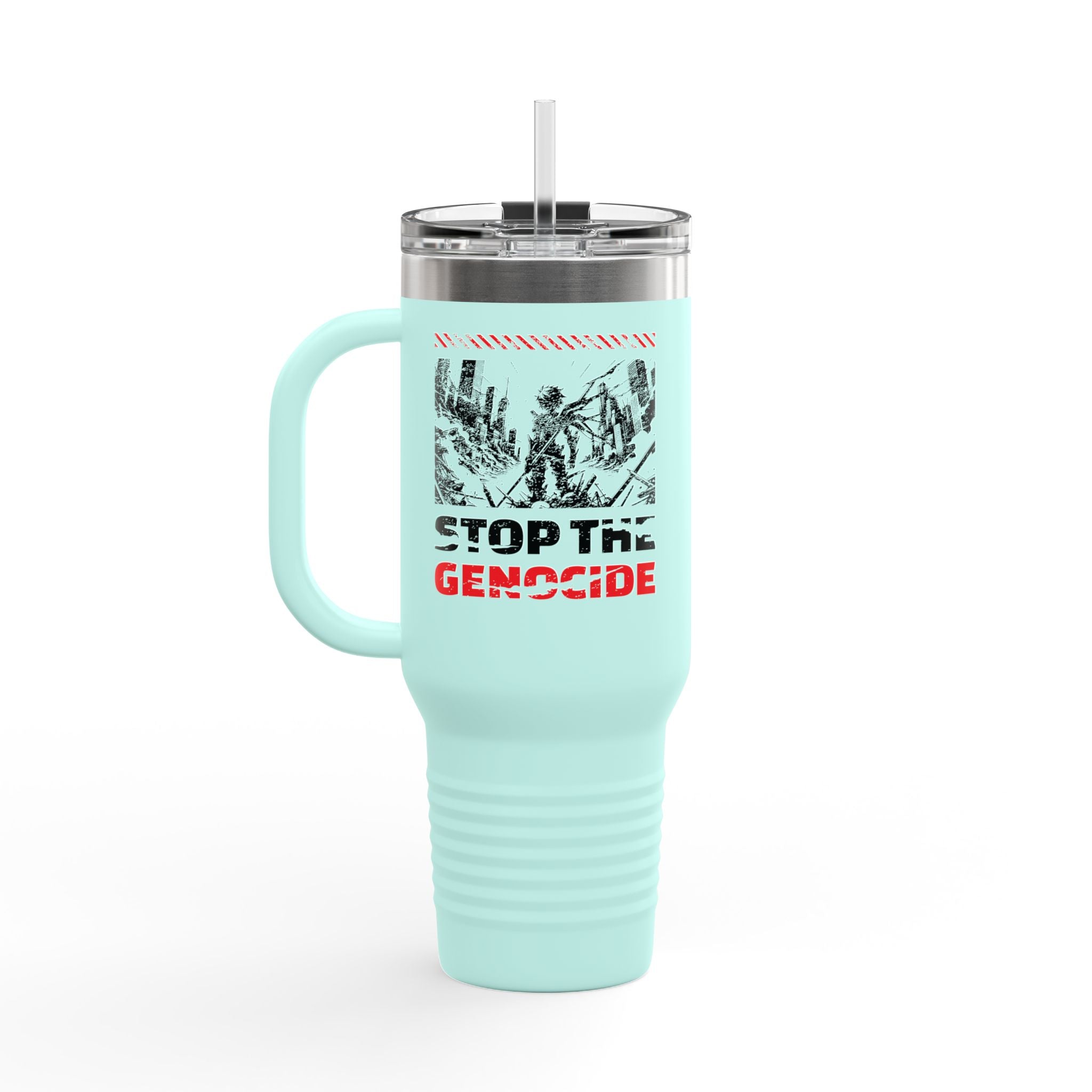 Stop the Genocide Insulated Travel Mug - 40oz / Teal