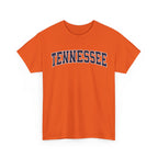 Orange t-shirt with 'TENNESSEE' printed on it against a white background