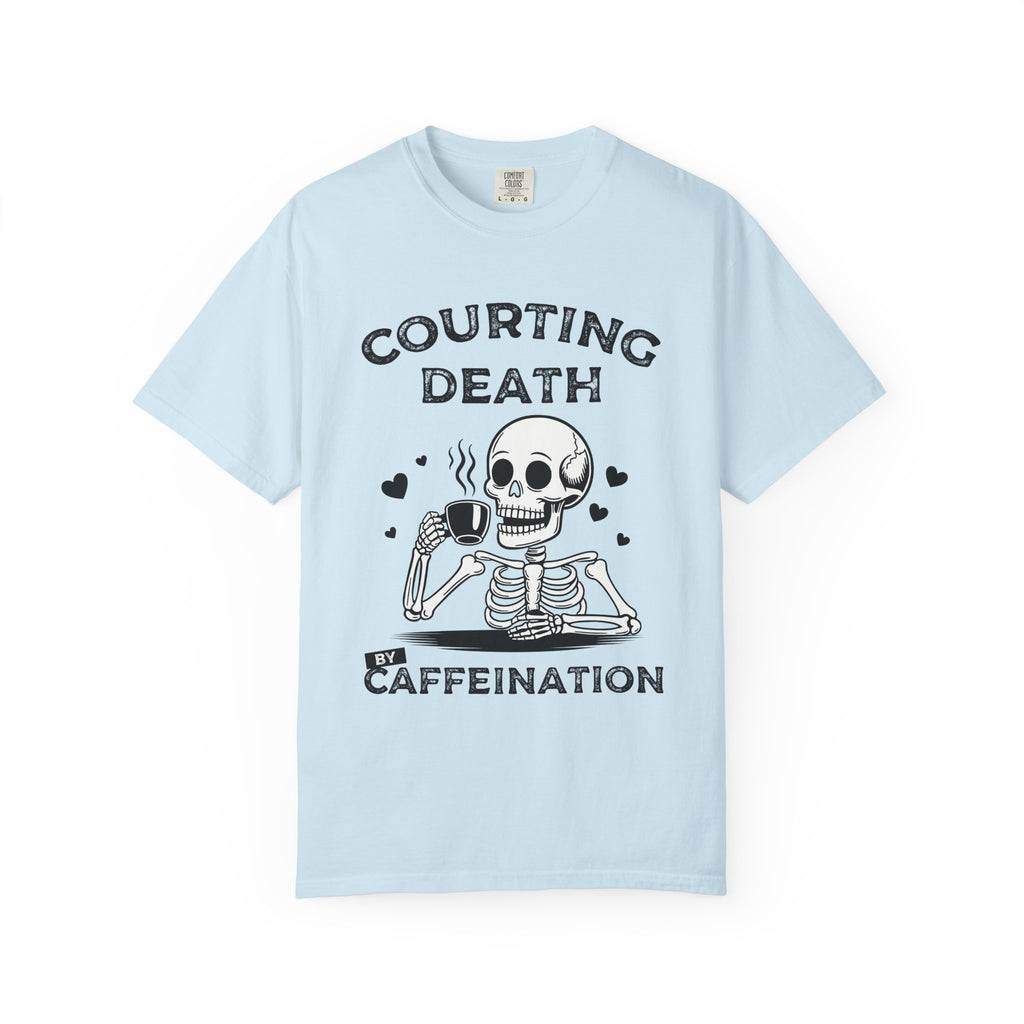 Coffee Skeleton Shirt | Humorous Caffeine Addict Tee - Chambray / S - T-Shirt