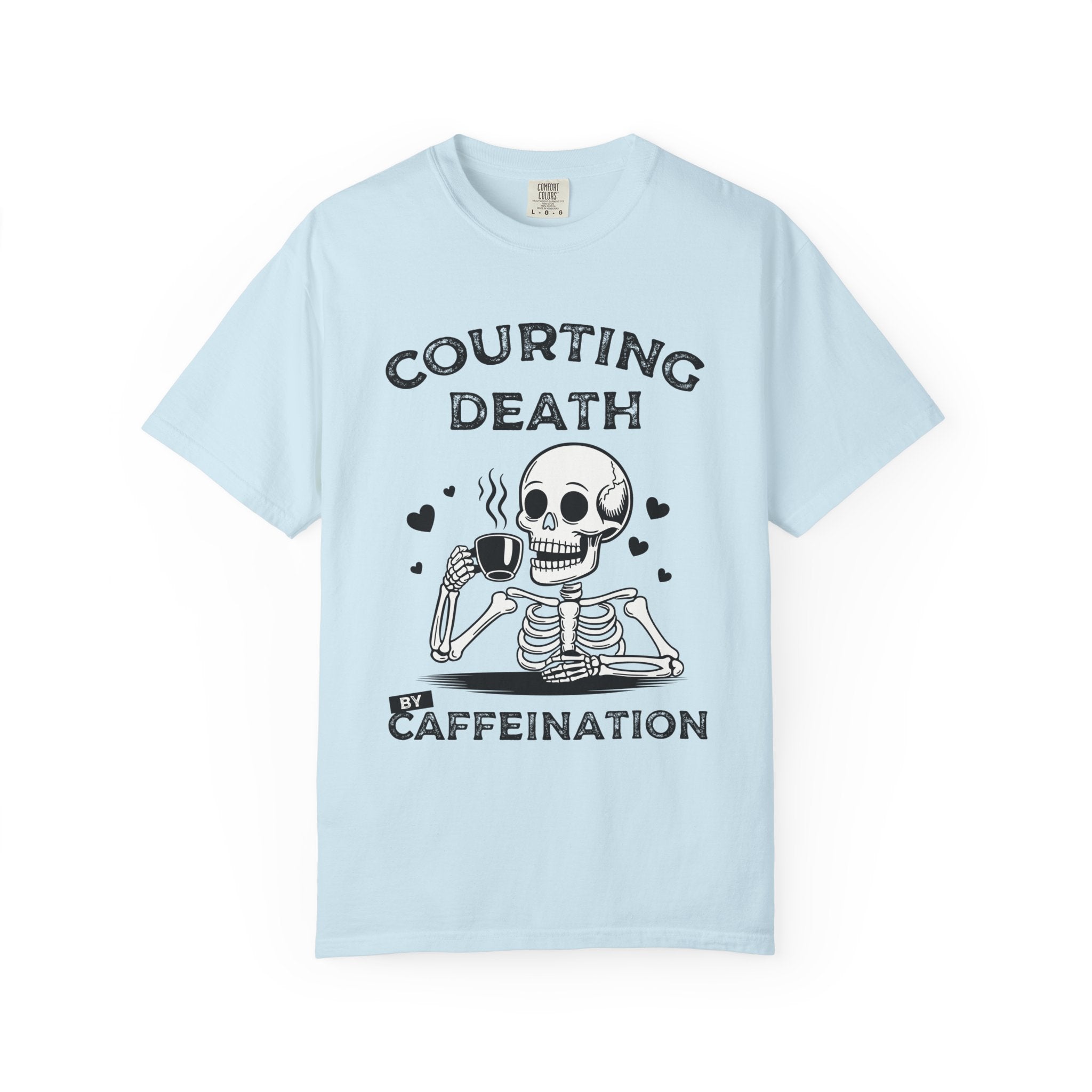 Coffee Skeleton Shirt | Humorous Caffeine Addict Tee - Chambray / S - T-Shirt