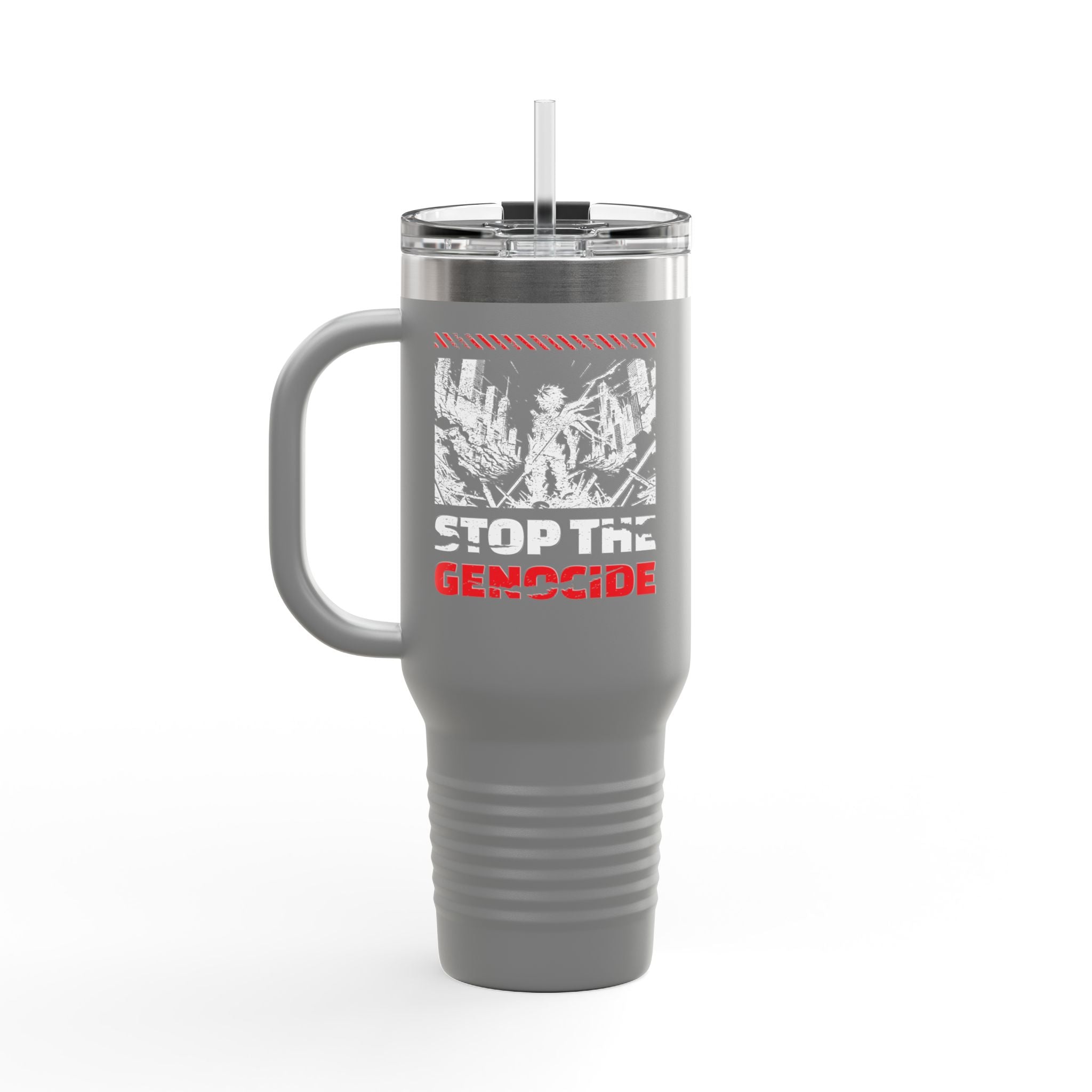 Stop the Genocide Insulated Travel Mug - 40oz / Dark Gray