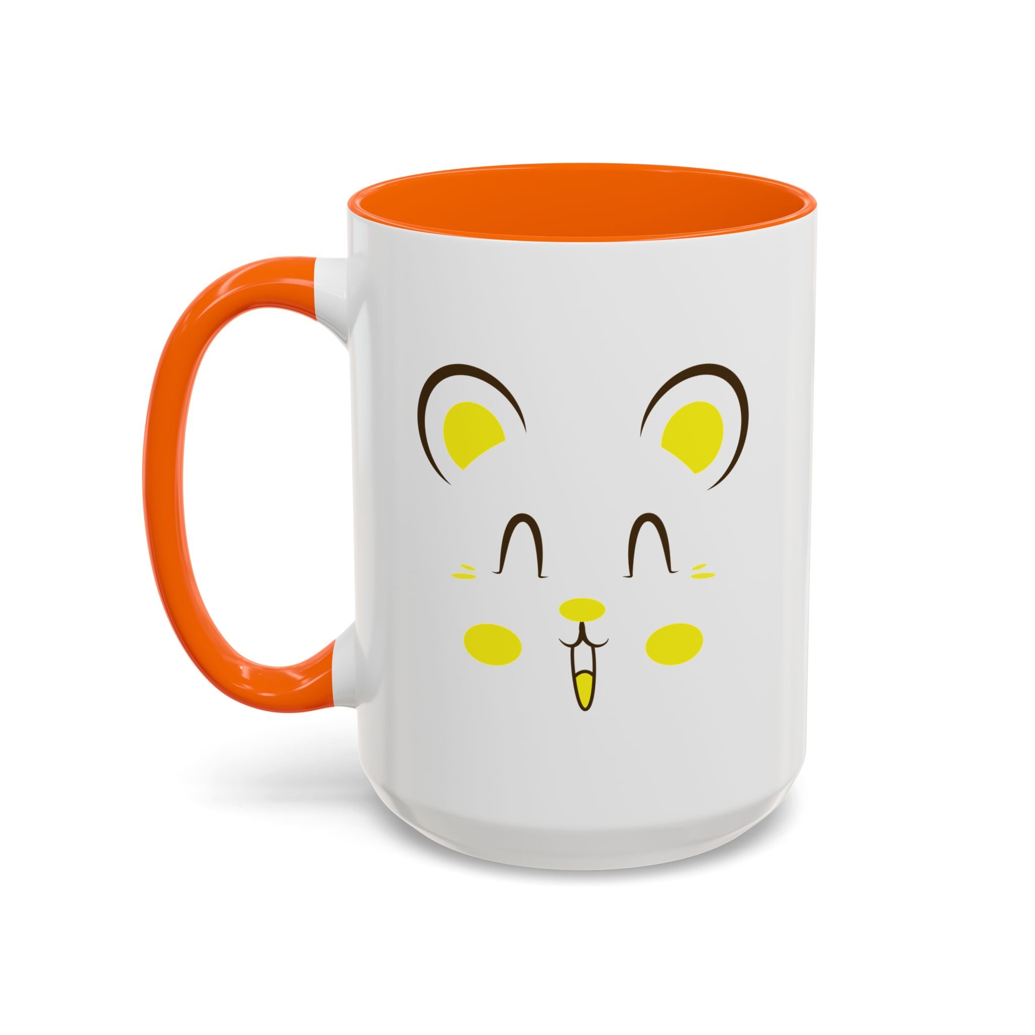 Cute Hamster Face Accent Coffee Mug - 15oz / Orange
