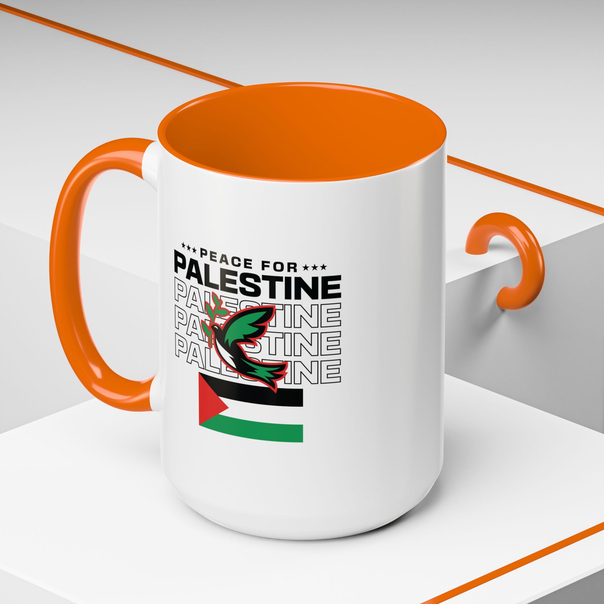 Peace for Palestine Accent Coffee Mug