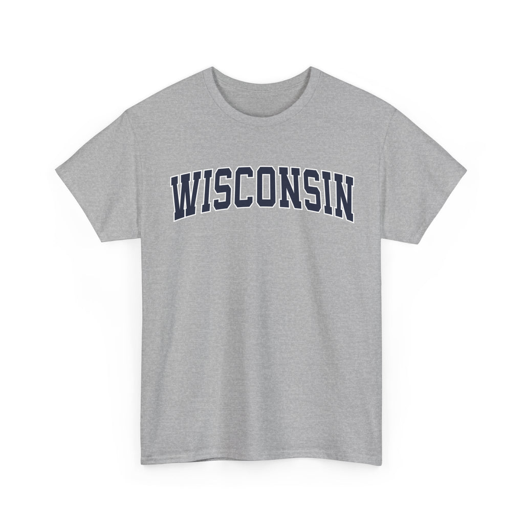 Sport Gray t-shirt with 'WISCONSIN' printed on it against a white background