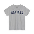 Sport Gray t-shirt with 'WISCONSIN' printed on it against a white background