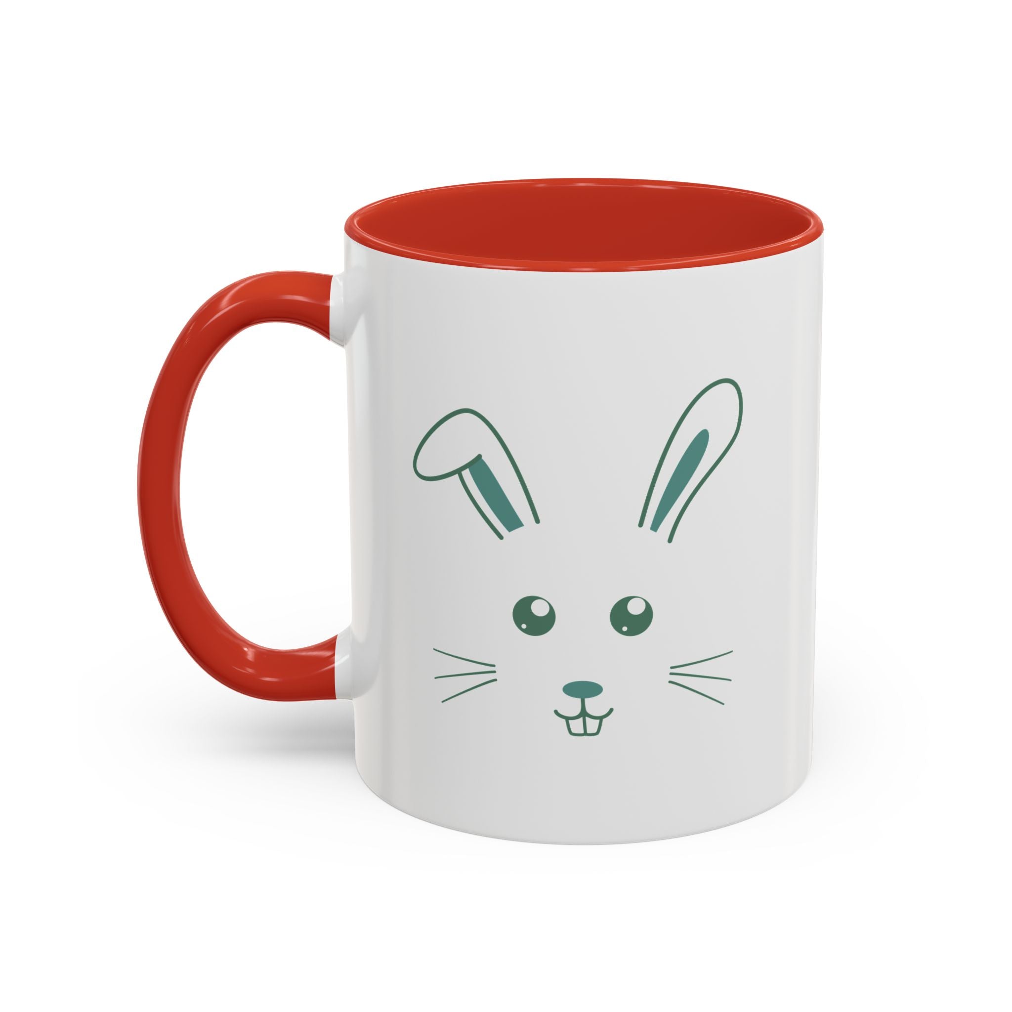 Cute Bunny Rabbit Accent Mug - 11oz / Red