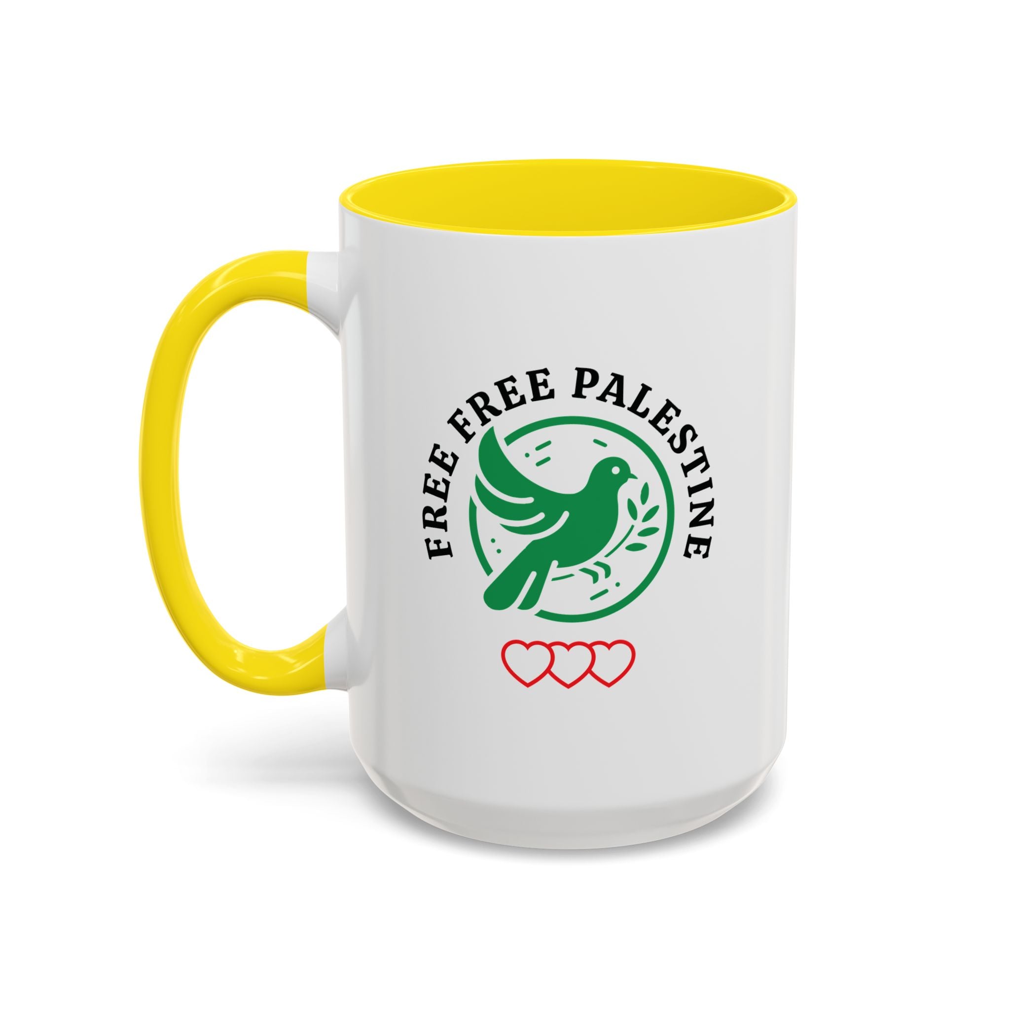Free Palestine Accent Coffee Mug - 15oz / Yellow
