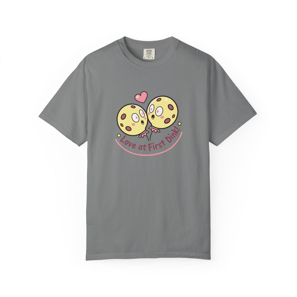 Pickleball ’Love At First Dink’ Couple T-Shirt | Funny Valentine’s Gift For Partners - Grey / S